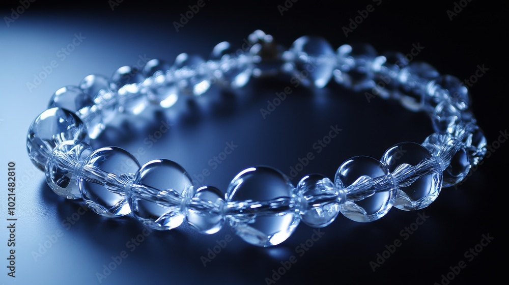 Obraz premium A beautiful glass bead necklace. The beads are clear and shiny, perfect for any occasion. This necklace is handmade and would make a great gift.