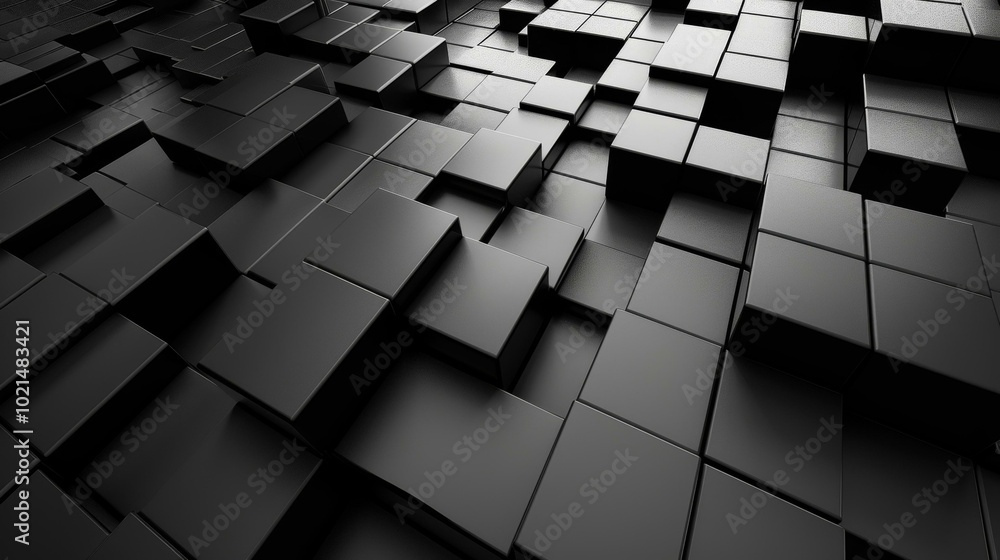 Black 3D cubes background Black 3D cubes background