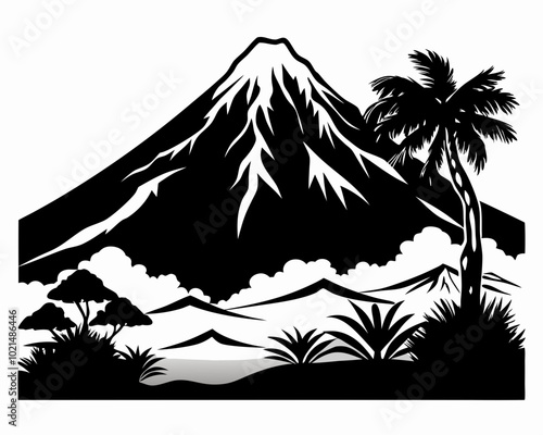 Arenal Volcano silhouette,Arenal Volcano vector illustration