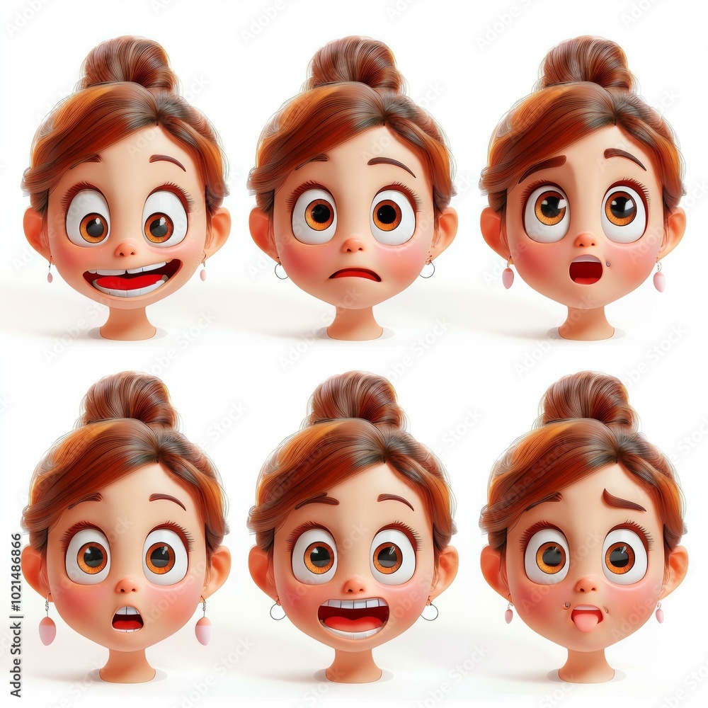 Expressive Little Girl with Varied Emotions Expressive Little Girl with Varied Emotions
