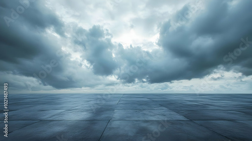 Dark Storm Clouds Over Concrete Surface Background Illustration