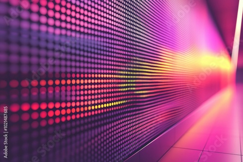 Abstract Purple and Yellow LED Wall with a Gradient Effect