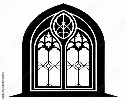 Gothic Victorian Window silhouette ,Gothic Victorian Window vector illustration