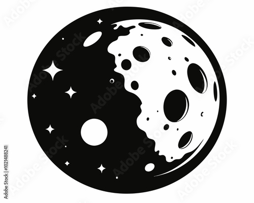 Full Moon silhouette,Full Moon vector illustration,Moon icon vector