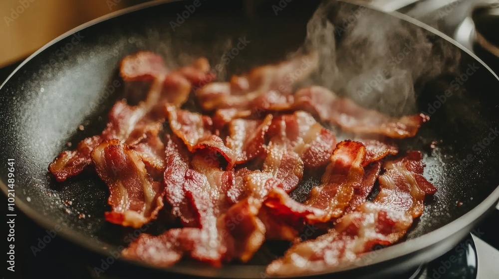 Crispy Bacon Cooking in a Frying Pan Crispy Bacon Cooking in a Frying Pan