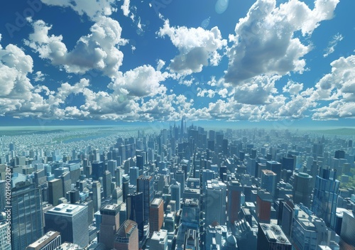 Wallpaper Mural Cityscape Aerial View with Sunny Day Torontodigital.ca