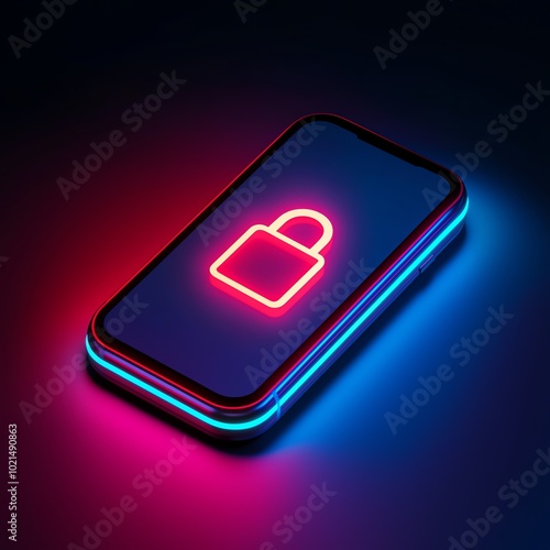 Smartphone with a glowing padlock symbol on screen, highlighting digital security and privacy.