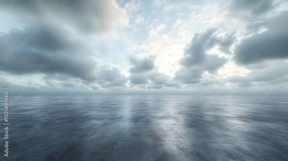 Fototapeta premium Sea and Sky with Clouds Background Illustration