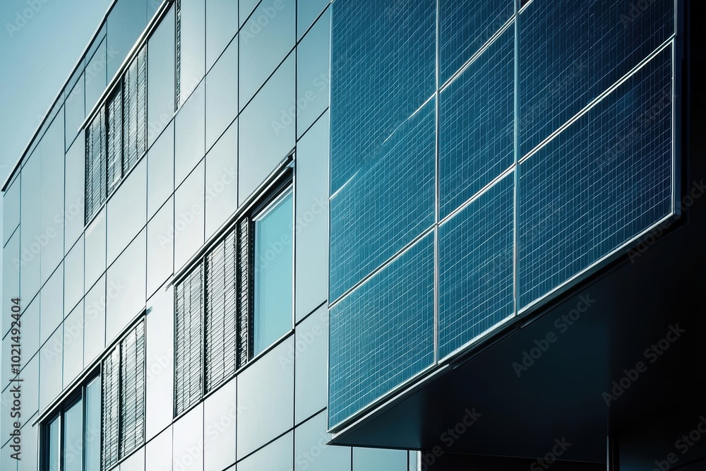 Advanced Solar Panels on Modern Building Showcasing Sustainable Technology and Environmental Benefits Advanced Solar Panels on Modern Building Showcasing Sustainable Technology and Environmental Benefits