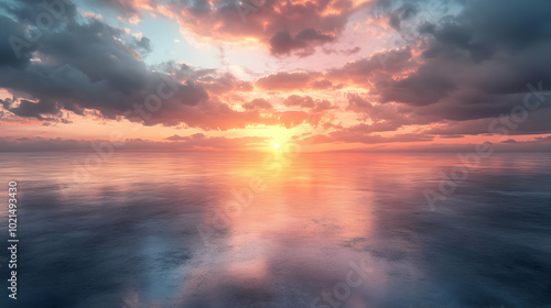 Sunset Over the Ocean, Realistic Digital Art