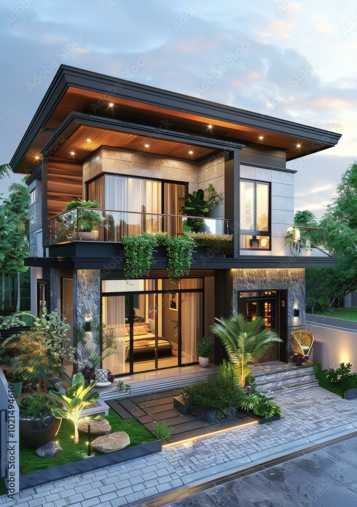 Modern Exterior Home Design with Garden Modern Exterior Home Design with Garden