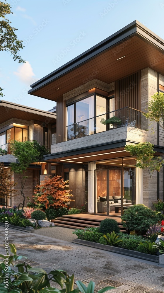 Fototapeta premium Modern Luxury House Exterior Design Illustration
