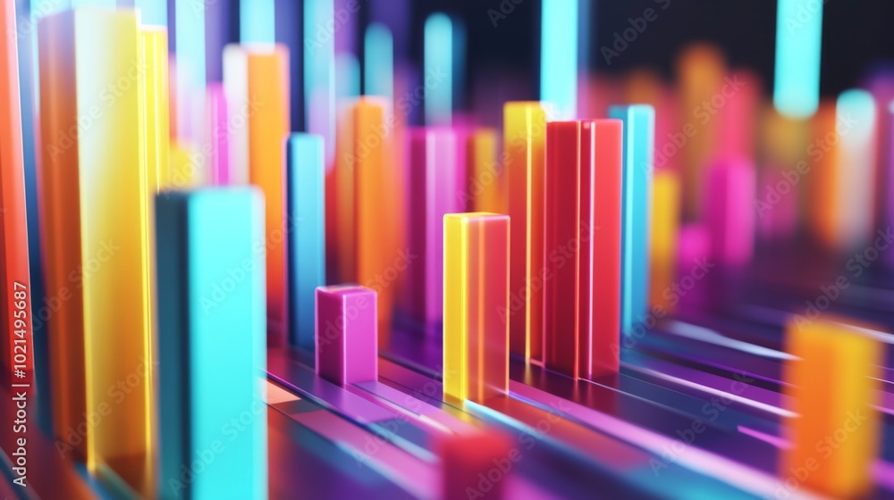 Vibrant Abstract Bar Graph in Neon Colors Vibrant Abstract Bar Graph in Neon Colors