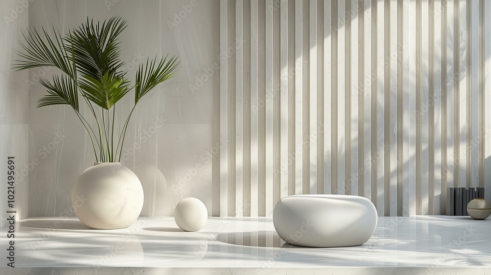 Modern Minimalist Interior Design with Vase and Stone Modern Minimalist Interior Design with Vase and Stone