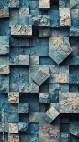Blue and gray stone blocks background