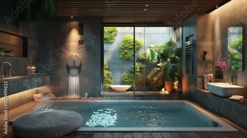Wallpaper Mural Modern Spa Interior with Exterior Garden View Torontodigital.ca