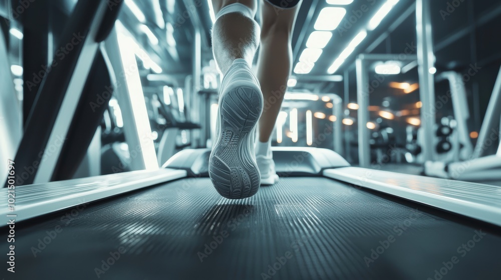 Dynamic Energy and Fitness on a Treadmill in a Modern Gym Setting Dynamic Energy and Fitness on a Treadmill in a Modern Gym Setting
