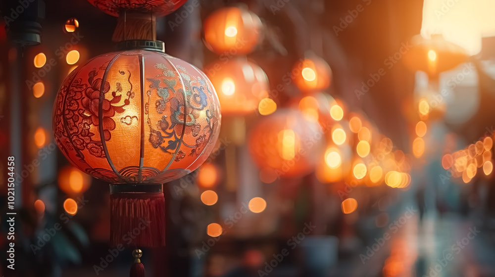 close-up of Chinese New Year lanterns close-up of Chinese New Year lanterns