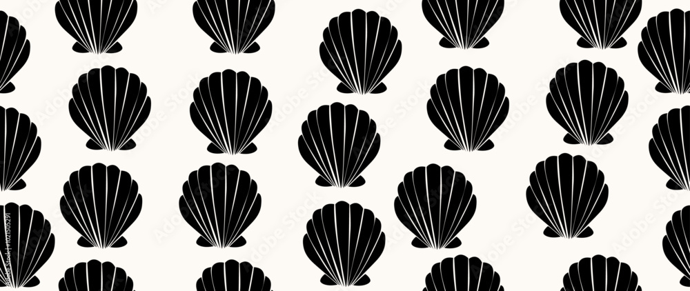 Vector flat illustration. Seamless sea shells. In cartoon style. Cute print in holiday concept. Ideal for gift wrapping, posters, covers, screensavers, textile decor, etc. Vector flat illustration. Seamless sea shells. In cartoon style. Cute print in holiday concept. Ideal for gift wrapping, posters, covers, screensavers, textile decor, etc.