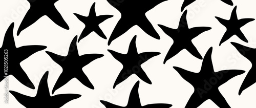 Vector flat illustration. Seamless sea shells. In cartoon style. Cute print in holiday concept. Ideal for gift wrapping, posters, covers, screensavers, textile decor, etc.