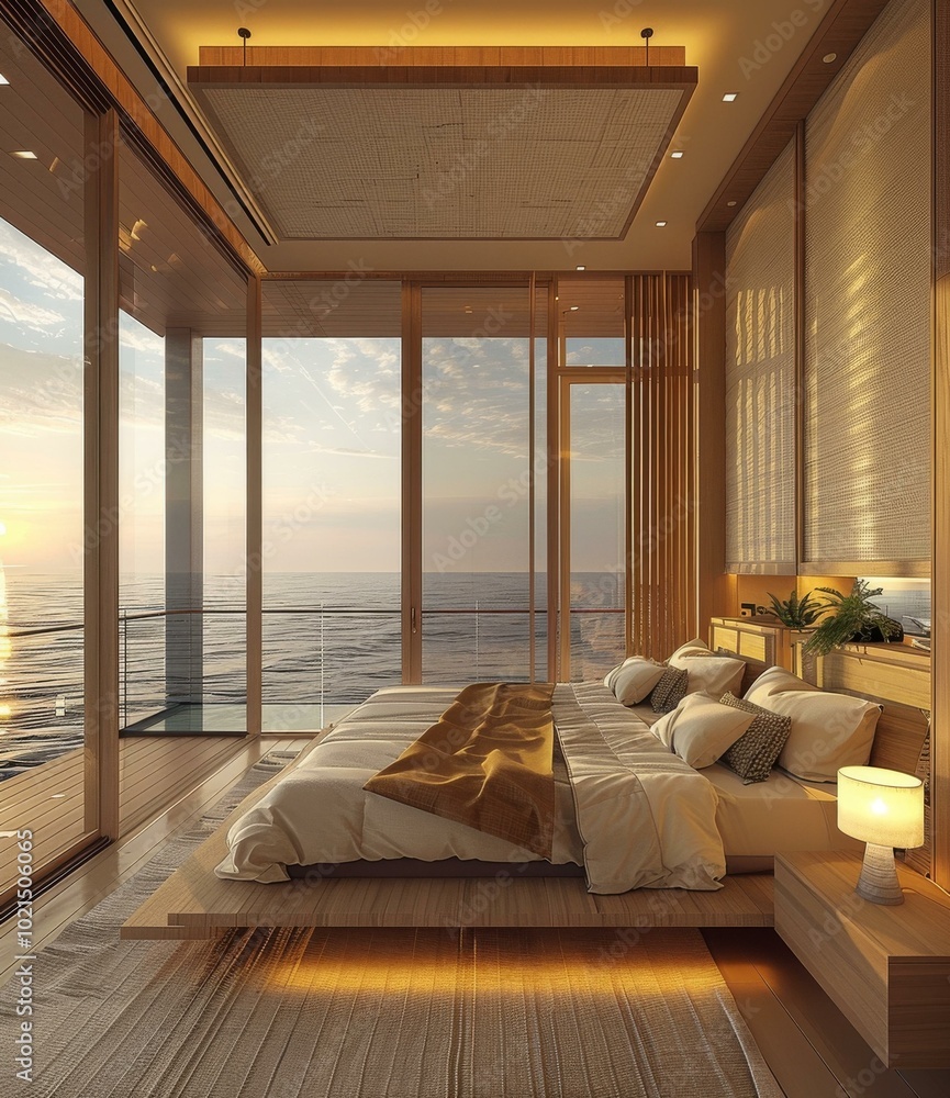 Fototapeta premium Coastal Modern Bedroom Interior Design