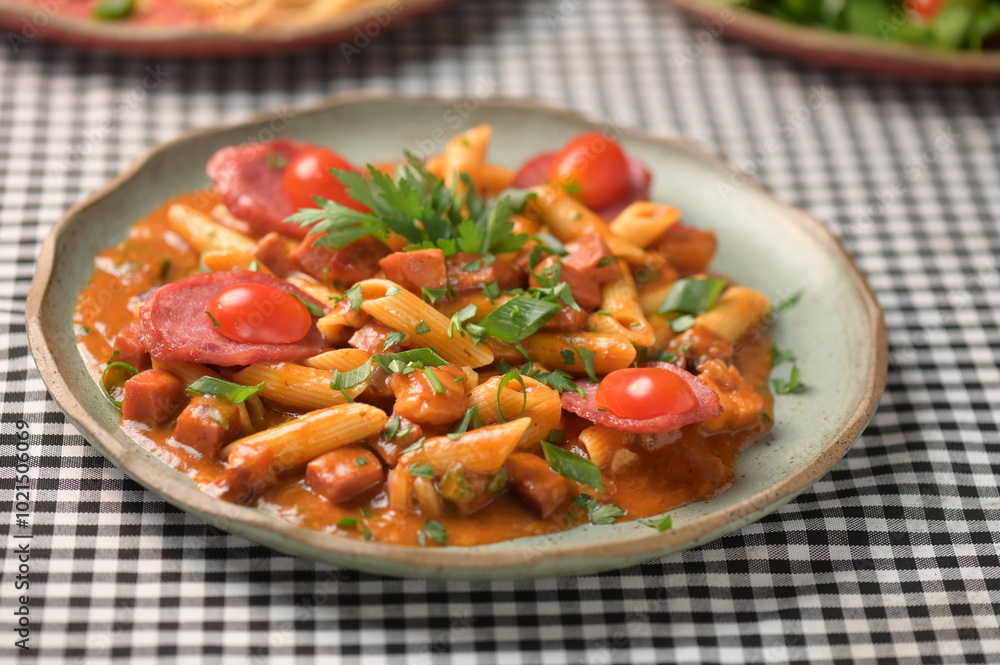 tasty pasta dish italian food garlic and oil spaghetti and penny tagliatelle creamy sauce tasty pasta dish italian food garlic and oil spaghetti and penny tagliatelle creamy sauce