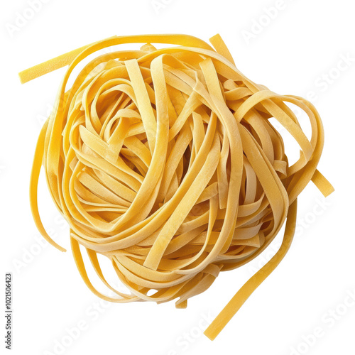 Italian food linguine pasta raw uncooked isolated on white, transparent