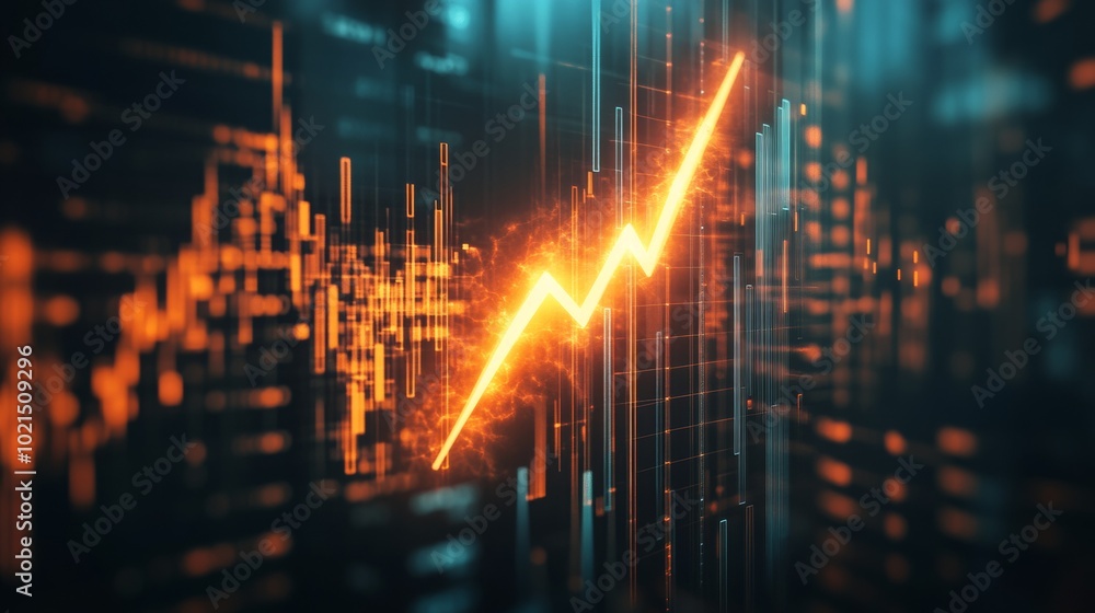 A graph with a red line and orange spikes A graph with a red line and orange spikes