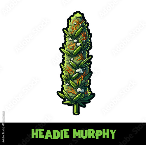 Vector Illustrated Headie Murphy Cannabis Bud Strain Cartoon