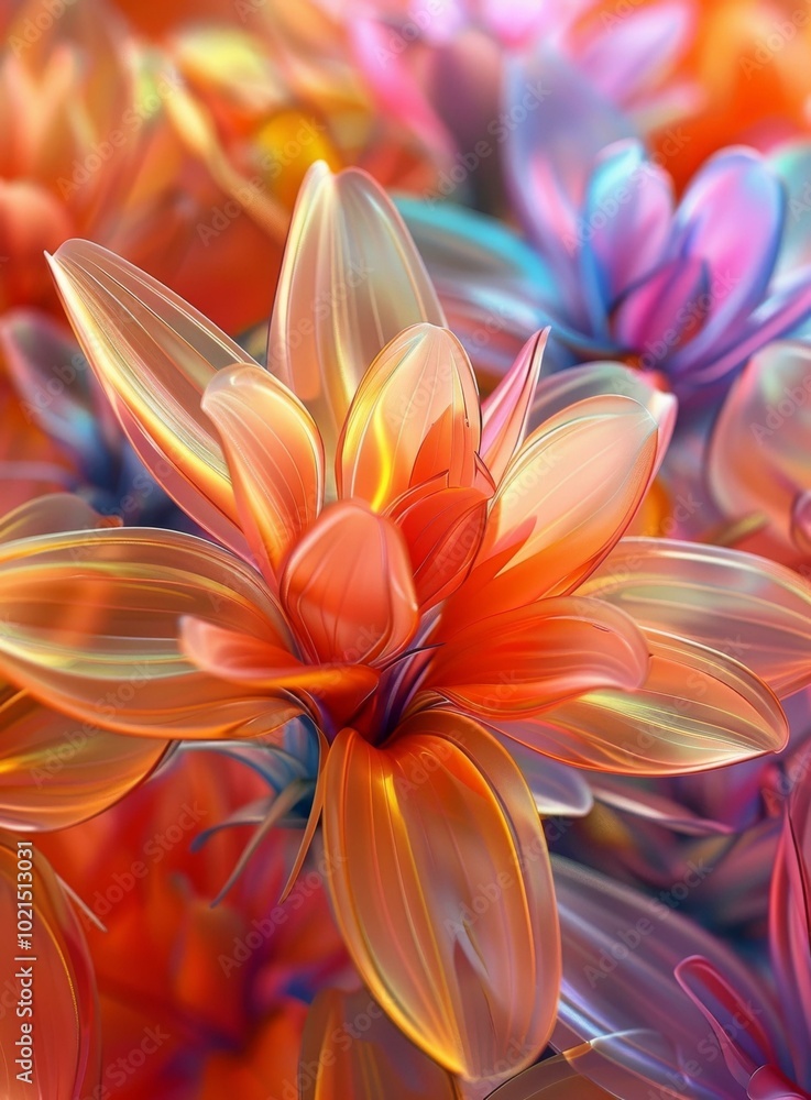 3D rendering of a flower with vibrant colors 3D rendering of a flower with vibrant colors