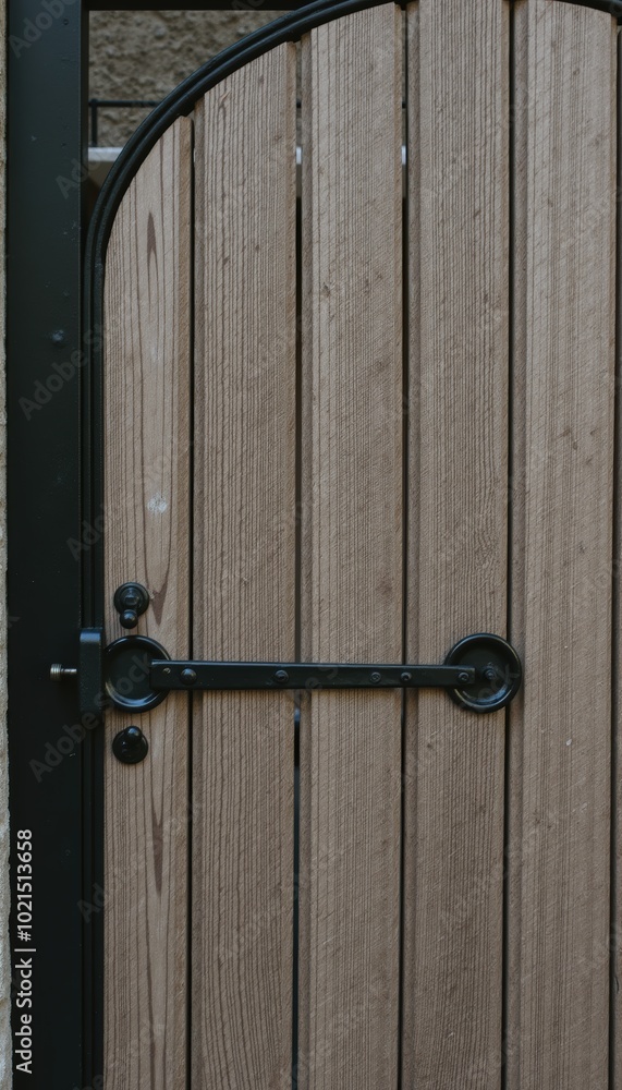 A close up of a rustic wooden door with a sleek black handle, blending modern design with traditional elements, perfect for interior design, architecture, or home improvement themes. A close up of a rustic wooden door with a sleek black handle, blending modern design with traditional elements, perfect for interior design, architecture, or home improvement themes.