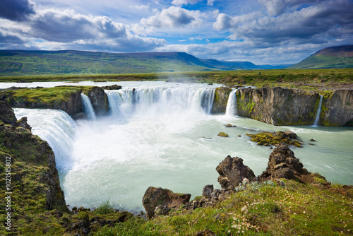 Goðafoss waterfall in north...