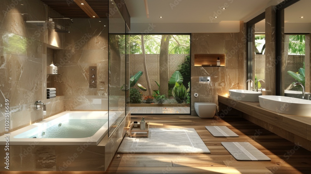 Fototapeta premium Luxury Modern Spa Bathroom Design Illustration