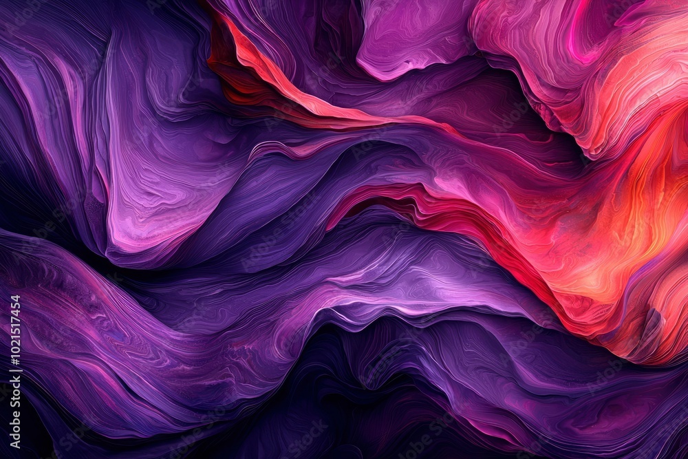 Fototapeta premium Abstract Painting with Swirling Purple, Red, and Orange Hues