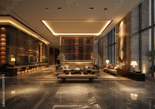 Luxury Hotel Lobby Interior Design Illustration photo