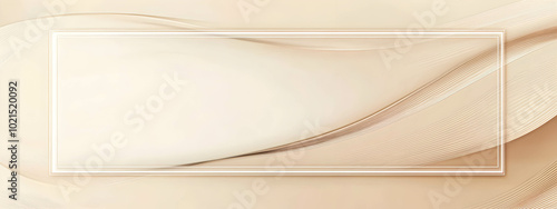 Abstract pastel beige background with transparent glass text frame in the center. Space for copying. Beige background concept.