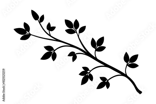 Floral branch | vector silhouette illustration on white background