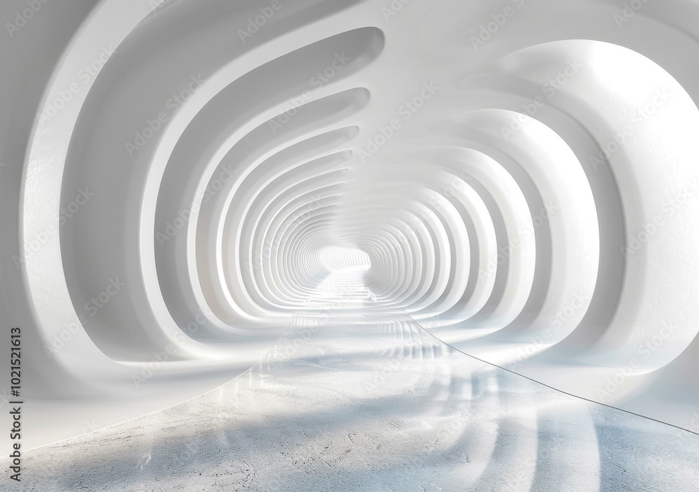 Abstract White Architectural Tunnel Interior Abstract White Architectural Tunnel Interior