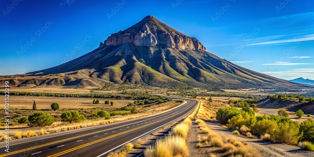 Scenic View of Lone Mountain Against a Clear Blue Sky with Highway 215 in the Foreground Landscape Scenic View of Lone Mountain Against a Clear Blue Sky with Highway 215 in the Foreground Landscape