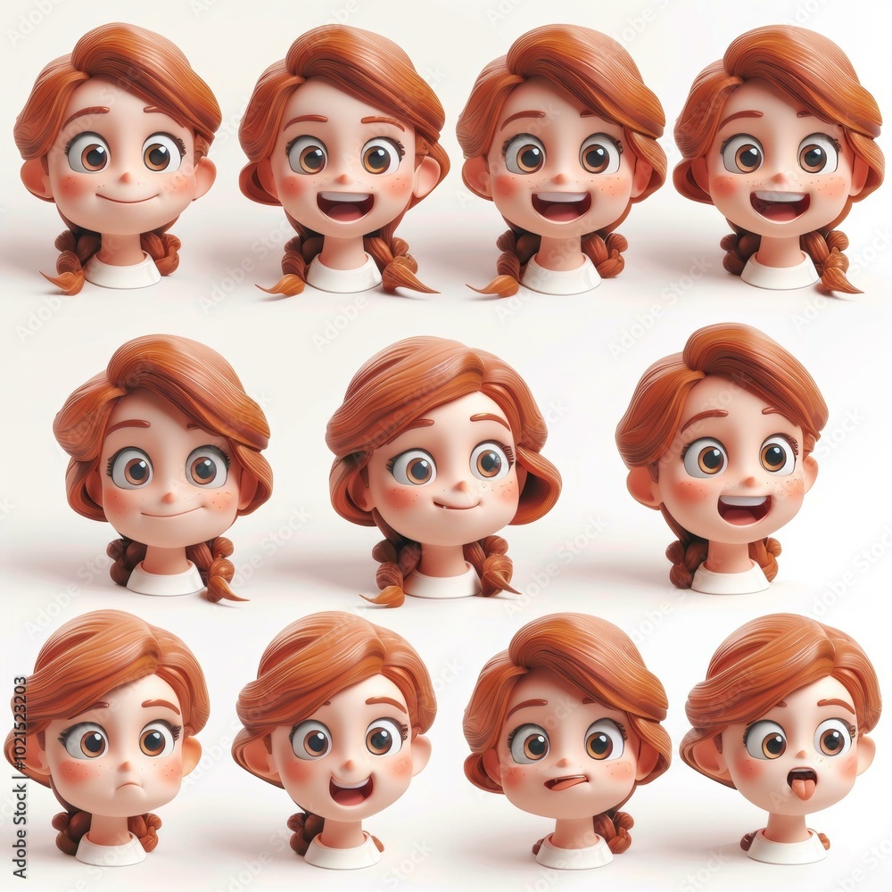 3D Cute Girl with Different Expressions 3D Cute Girl with Different Expressions