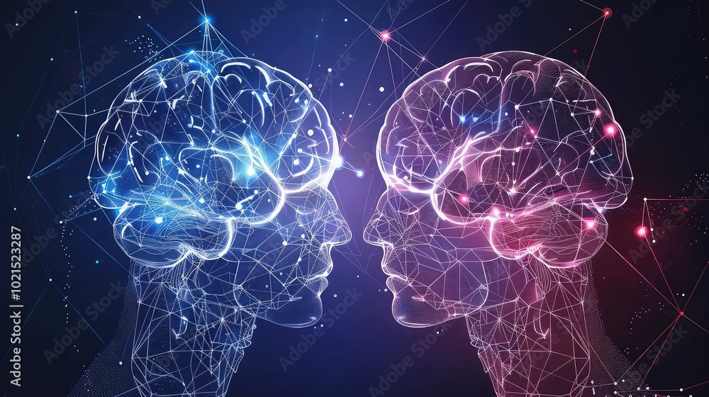 2 brains outline communicating with each other 2 brains outline communicating with each other