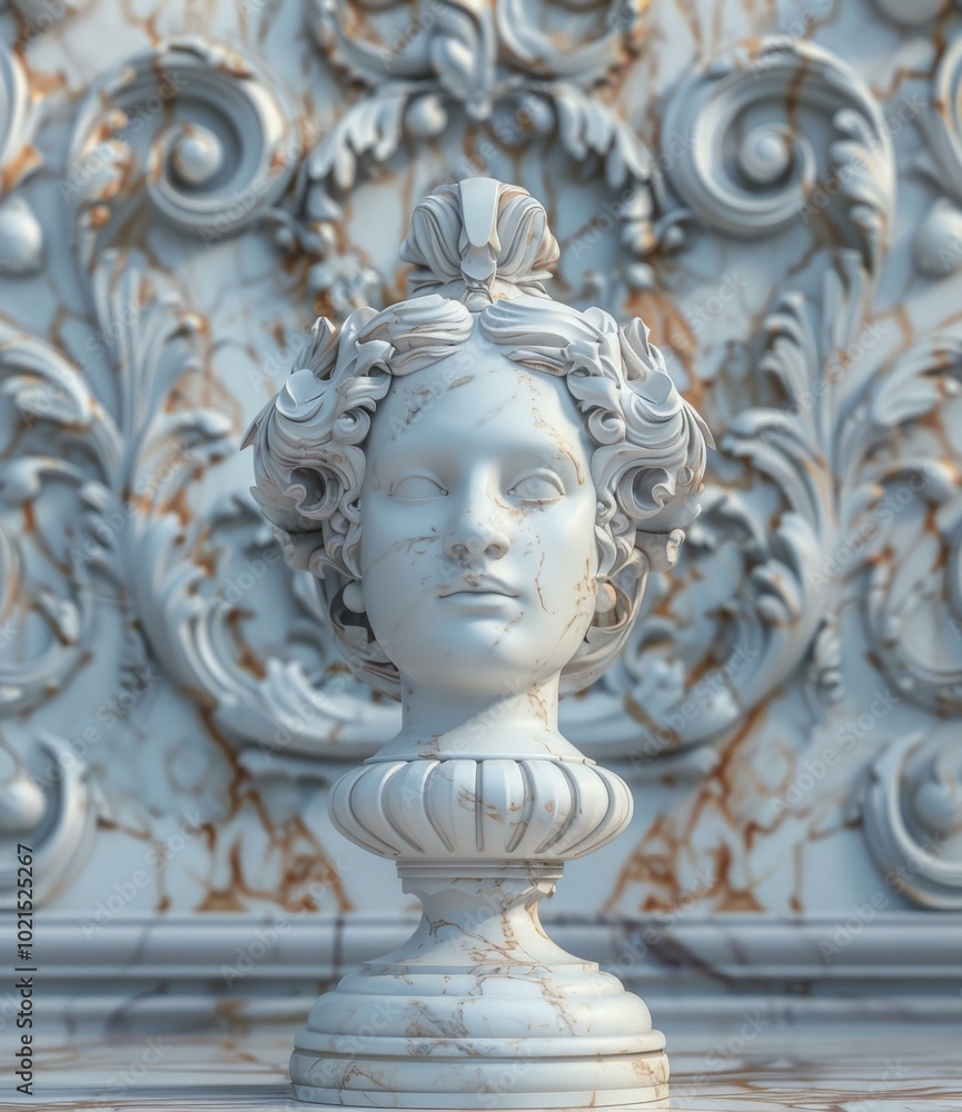 Classic Marble Bust Sculpture in Ornate Setting Classic Marble Bust Sculpture in Ornate Setting