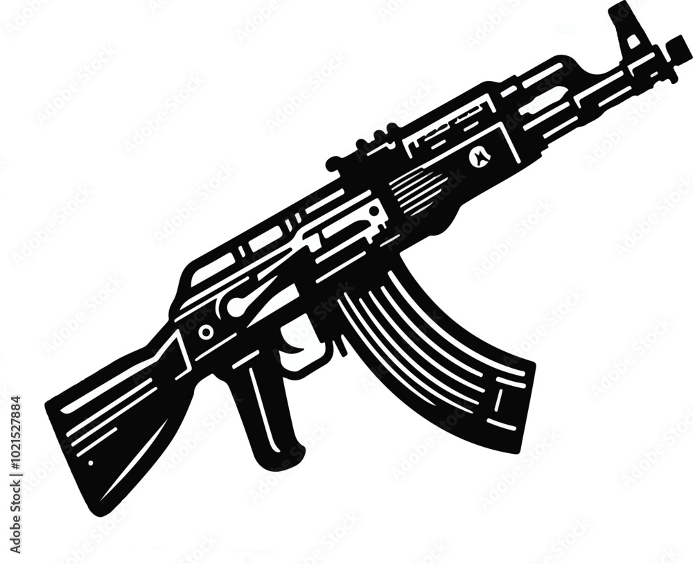 Gun silhouette on a white backing Gun silhouette on a white backing