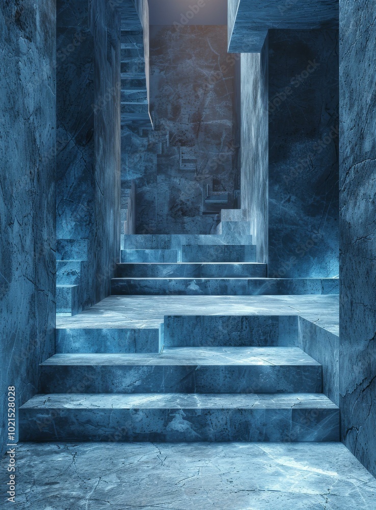 Abstract Blue Concrete Staircase Design Abstract Blue Concrete Staircase Design
