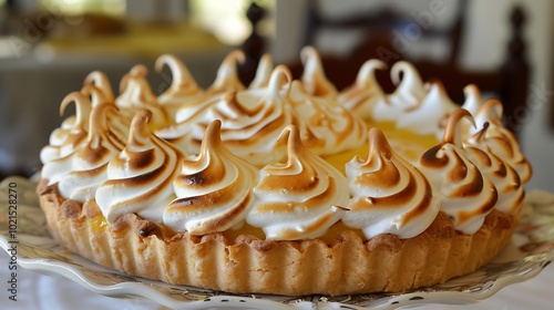 A beautiful tartalette filled with lemon curd and topped with meringue. photo