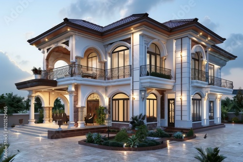 Luxury Mansion Exterior Design Illustration