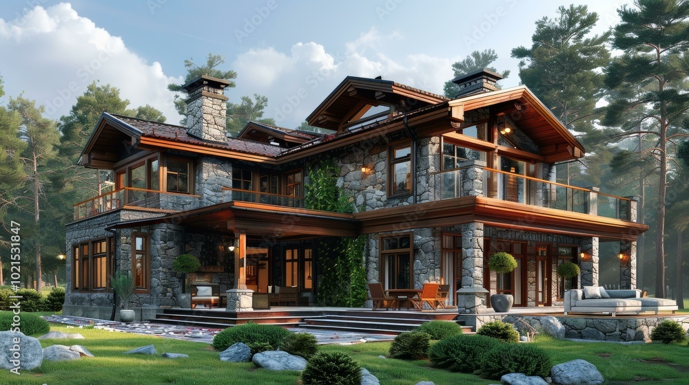 Luxury Wooden and Stone House Exterior Design Luxury Wooden and Stone House Exterior Design