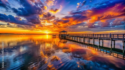 Wallpaper Mural Serene Sunset Over Pier K: A Tranquil Escape by the Water with Beautiful Reflections and Vibrant Colors in Torontodigital.ca