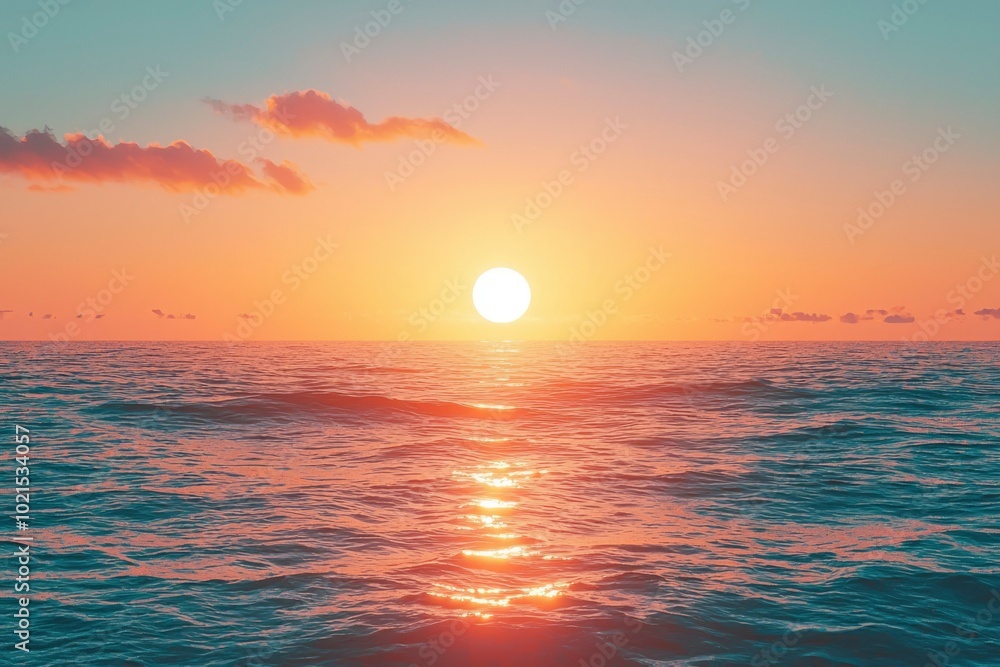A Stunning Sunset Over a Tranquil Sea A Stunning Sunset Over a Tranquil Sea