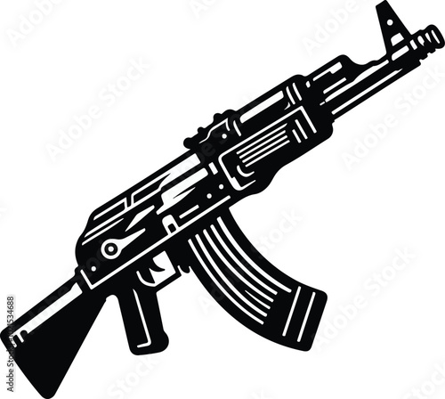 Gun silhouette on a white backing